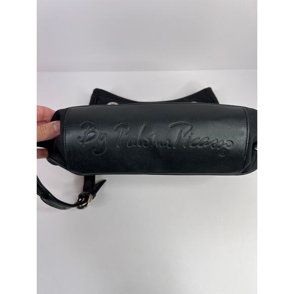 Vintage Paloma Picasso Shoulder Bag,'X' logo, black nylon/Leather, chain strap - Picture 8 of 14
